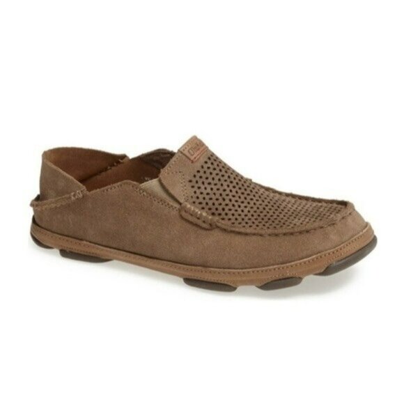 Olukai Milos Kohana Mens Size 12 Suede Slip-On Shoes W/ Perforated Detailing & D - Picture 1 of 11